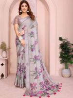 Lightweight Pure Linen Saree with Zari Work - Image 6