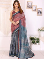 Lightweight Pure Linen Saree with Zari Work - Image 10