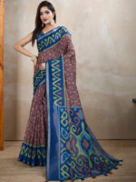 Lightweight Pure Linen Saree with Zari Work - Image 8