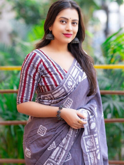 Classic Pure Cotton Saree with Batik Ikat Design